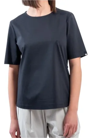 HERNO Koszulki, Kobieta, Niebieski, L, Niebieski T-shirt z zapięciem na guziki