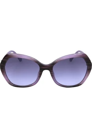 Swarovski Akcesoria, Kobieta, Fioletowy, ONE SIZE, Geometryczne okulary przeciwsłoneczne z oprawką z acetatu