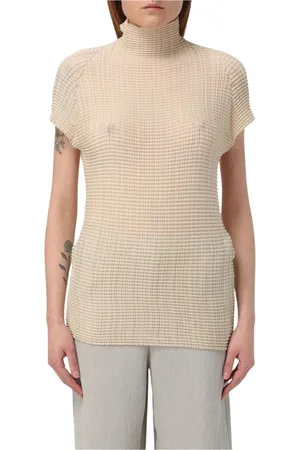 Issey Miyake Swetry, Kobieta, Beżowy, M, Mock Neck Top Sweater