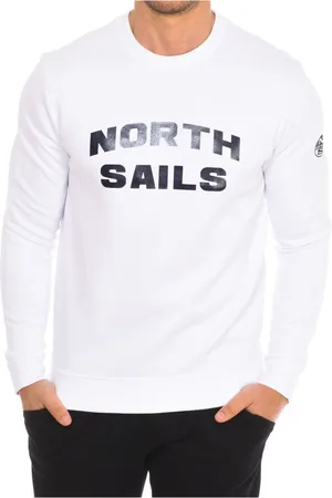 North Sails Bluzy, Mężczyzna, Biały, M, Nylon, Sweter z żebrowanym dekoltem