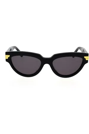 Bottega Veneta Akcesoria, Kobieta, Czarny, 55 MM, Okulary przeciwsłoneczne w stylu cat-eye z metalowymi paskami