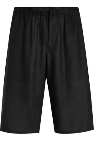 Dolce & Gabbana Szorty, Mężczyzna, Czarny, M, Czarne lniane szorty z wiązaniem
