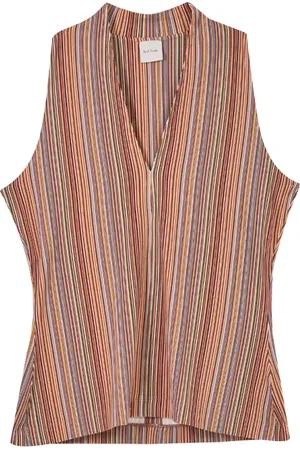 Paul Smith Koszulki, Kobieta, Wielobarwność, S, Top w Paski Bez Rękawów Wielokolorowy Dekolt w serek