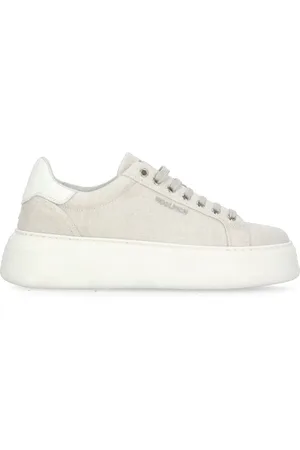 Woolrich Buty, Kobieta, Beżowy, 40 EU, Beżowe Bawełniane Sneakersy z Detalem Logo