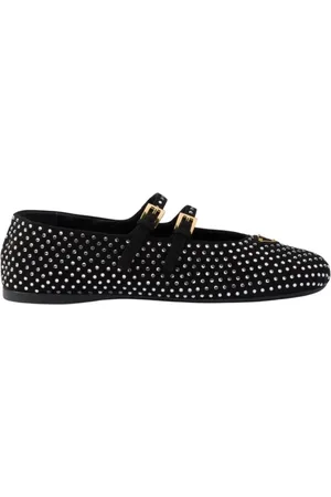 Prada Buty, Kobieta, Czarny, 38 EU, Czarne Baletki z Spiczastym Nosem