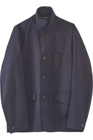 Paul Smith Kurtki, Mężczyzna, Niebieski, L, Niebieska Wełniana Kurtka Wodoodporna Green Storm System