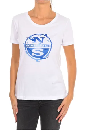 North Sails Koszulki, Kobieta, Biały, M, Bawełna, T-shirt z krótkim rękawem i ściągaczem na szyi