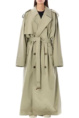 Balenciaga Płaszcze, Mężczyzna, Zielony, M, Len, Płaszcz w stylu militarnym