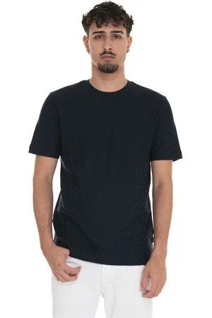 HUGO BOSS Koszulki, Mężczyzna, Niebieski, M, T-shirt z logo, krótkim rękawem i okrągłym dekoltem