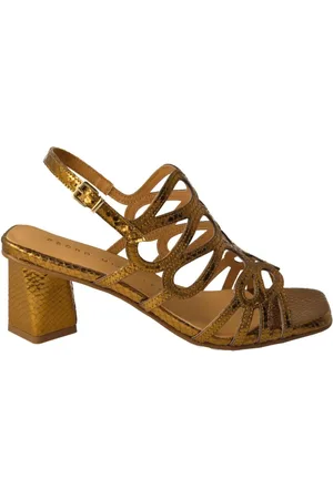 Pedro Miralles Buty, Kobieta, Żółty, 38 EU, Bronze Metallic Leather Sandal Woman