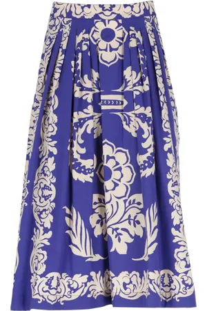 Etro Spódnice, Kobieta, Niebieski, S, Niebieska Spódnica Plisowana z Wzorem Paisley
