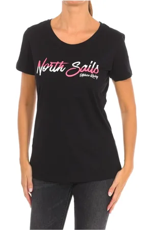 North Sails Koszulki, Kobieta, Czarny, M, Bawełna, T-shirt z krótkim rękawem i ściągaczem na szyi