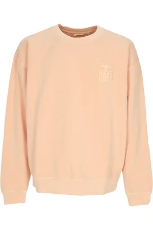 Obey Bluzy, Mężczyzna, Różowy, M, Lekki sweter z okrągłym dekoltem Pigment Eyes Icon