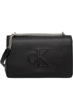 Calvin Klein Torebki, Kobieta, Czarny, ONE SIZE, Elegancka torba z klapą i łańcuszkiem