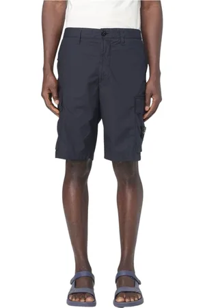 Stone Island Szorty, Mężczyzna, Niebieski, W33, Nylon, Klasyczne Cargo Shorts