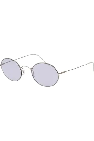 Giorgio Armani Akcesoria, Mężczyzna, Niebieski, ONE SIZE, Czarne Okrągłe Okulary Przeciwsłoneczne UV