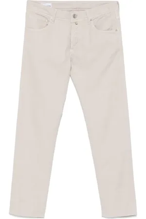 Incotex Spodnie, Mężczyzna, Beżowy, W34, Logo Patch Slim Fit Spodnie
