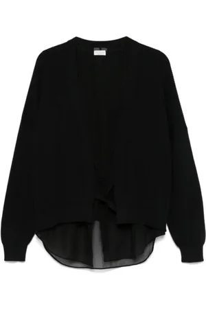 Brunello Cucinelli Swetry, Kobieta, Czarny, S, Czarny Sweter z Warkoczami