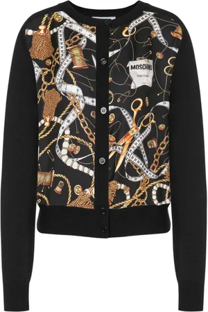 Moschino Swetry, Kobieta, Wielobarwność, M, Czarny Kardigan Podnieś Styl Aw 23