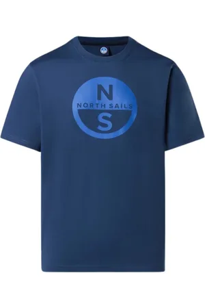 North Sails Koszulki, Mężczyzna, Niebieski, 2XL, Bawełna, Duży Logo Bawełniana Koszulka
