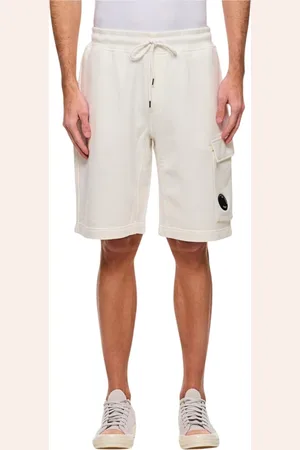 C.P. Company Szorty, Mężczyzna, Biały, S, Białe Cargo Shorts z Kieszenią na Soczewki