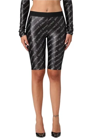 VERSACE Szorty, Kobieta, Czarny, XS, Eleganckie Szorty z Logo dla Kobiet