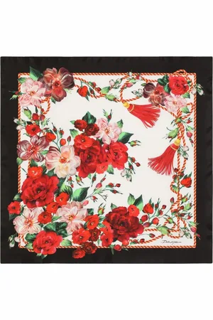 Dolce & Gabbana Akcesoria, Kobieta, Wielobarwność, ONE SIZE, Jedwabny Szal z Kwiatowym Nadrukiem