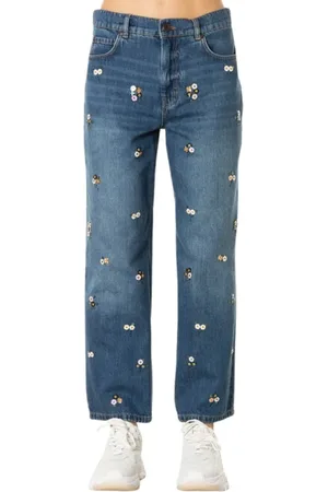 Max Mara Jeansy, Kobieta, Niebieski, M, Denim, Jeansyy z haftami w kolorze średniego indygo