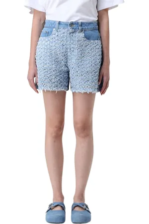 Stella McCartney Szorty, Kobieta, Niebieski, W26, Niebieskie Szorty z Haftem