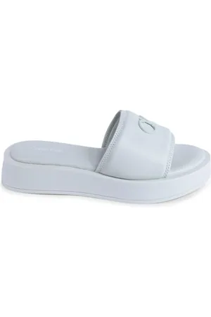 Calvin Klein Buty, Kobieta, Zielony, 38 EU, Zielone Skórzane Casual Slides