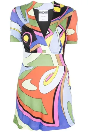 Moschino Sukienki, Kobieta, Wielobarwność, XS, Sukienka w Geometrię Wielobarwna
