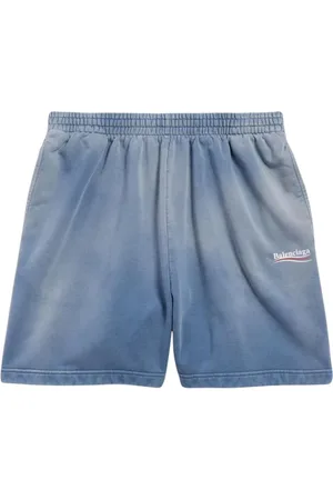 Balenciaga Szorty, Mężczyzna, Niebieski, XL, Len, Stylowe Gnawed Szorty Męskie
