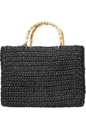 Chica London Torebki, Kobieta, Czarny, ONE SIZE, Bambus, Rafia Bambusowa Torba na Zakupy