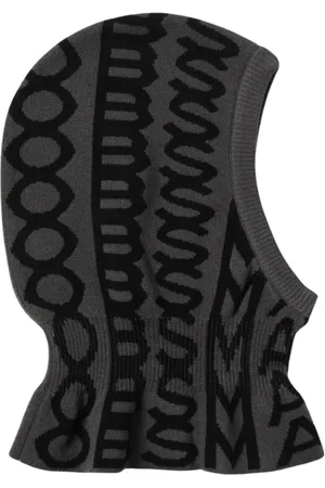 Marc Jacobs Akcesoria, Kobieta, Czarny, ONE SIZE, Czarna Geometryczna Dzianinowa Kominiarka Czapka