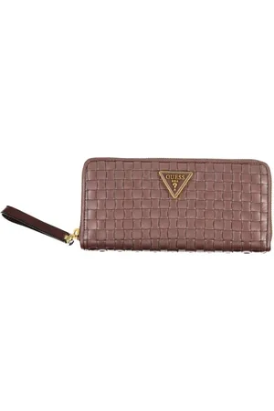 Guess Akcesoria, Kobieta, brązowy, ONE SIZE, Len, Portfel z wieloma przegródkami z polietylenu z odpinanym uchwytem