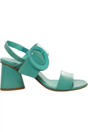 MARA BINI Buty, Kobieta, Niebieski, 36 EU, Skóra, Niebieski sandał z lakierowanej skóry z klamrą