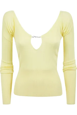 Jacquemus Swetry, Kobieta, Żółty, M, Top z otwarciem na klatce piersiowej
