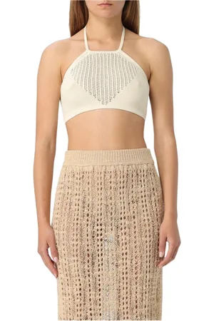 Nanushka Koszulki, Kobieta, Beżowy, M, Żółty Top z Dekoltem Halter