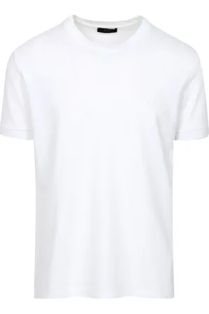 FAY Koszulki, Mężczyzna, Biały, 2XL, Bawełna, Bawełna Pikowany Wzór Koszulka z Krótkim Rękawem