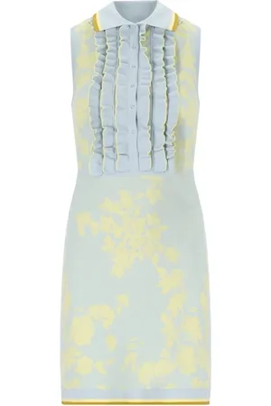 Elisabetta Franchi Sukienki, Kobieta, Wielobarwność, M, Niebieska Sukienka Polo w Stylu Jacquard
