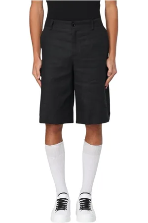 Dolce & Gabbana Szorty, Mężczyzna, Czarny, M, Czarne lniane spodenki casualowe