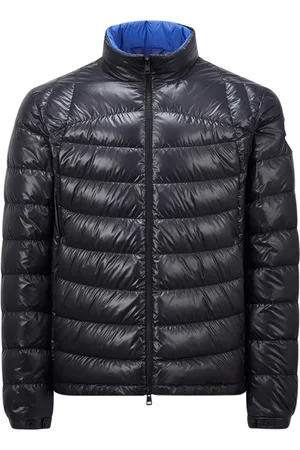 Moncler Kurtki, Mężczyzna, Niebieski, M, Niebieska kurtka z zamkiem i regulowanym kapturem