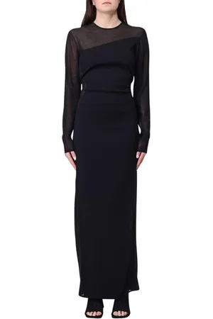 Stella McCartney Sukienki, Kobieta, Czarny, M, Elegancka Sukienka Maxi z Prześwitującym Dekoltem