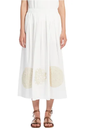 Max Mara Spódnice, Kobieta, Biały, M, Biała bawełniana spódnica midi styl Orme