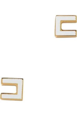 Elisabetta Franchi Akcesoria, Kobieta, Żółty, ONE SIZE, Geometryczne kolczyki z emalią