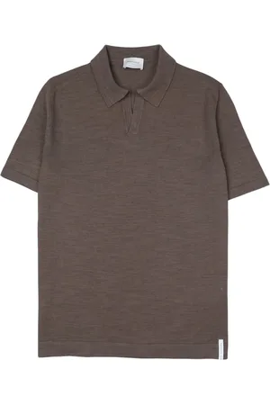 BROOKSFIELD Koszulki, Mężczyzna, brązowy, XL, Len, Sweter Polo Regular Fit Krótki Rękaw