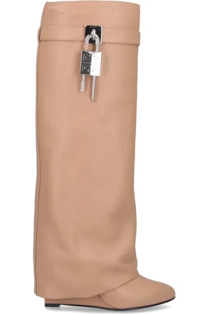 Givenchy Buty, Kobieta, Beżowy, 36 EU, Beżowe skórzane botki na koturnie