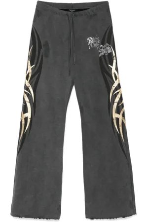 Balenciaga Jeansy, Kobieta, Szary, M, Len, Rhinestone Embellished Track Pants