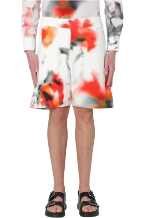 Alexander McQueen Szorty, Mężczyzna, Biały, L, Spodenki z Kwiatowym Nadrukiem