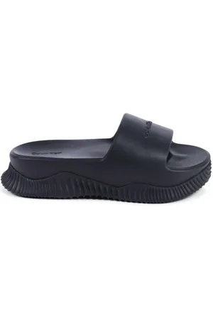 Calvin Klein Buty, Kobieta, Czarny, 37 EU, Len, Czarne Lekkie Sandały z Poduszką